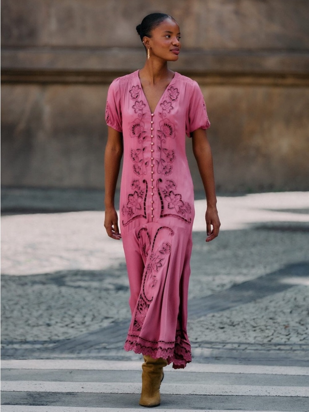 FARM Rio Pink Richelieu Lenzing Ecovero Viscose Maxi Dress Size Medium NWT - Picture 2 of 16